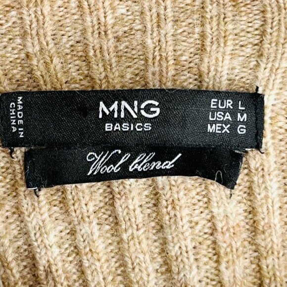 Mango MNG Basics Wool Blend Dress Size M Mock Neck Ribbed Knit  Long Sleeve - Picture 7 of 7